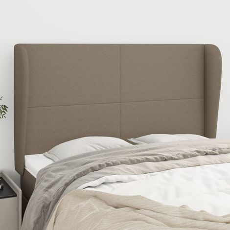 Tête de lit avec oreilles Armoire de Tête de lit pour Chambre - Taupe 147x23x118/128 cm Tissu -60209 (1/5)