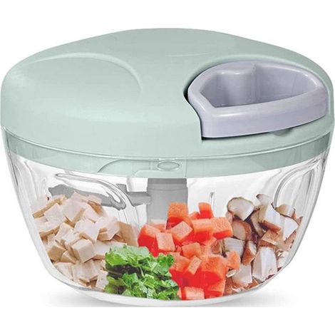 Hachoir manuel à corde pour légumes, coloris vert, double bol 500 ml et 900 ml (1/5)