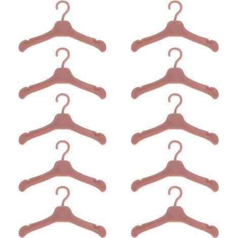 50 Kleiderbügel für Puppenkleidung aus Kunststoff – 5,5 x 3 x 0,1 cm – Braun (1/3)
