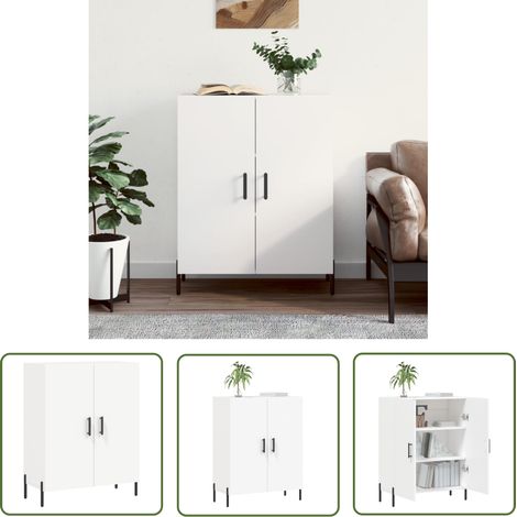 The Living Store Buffet blanc 69,5x34x90 cm bois d'ingénierie - Buffet - Armoire - Meuble De Rangement - Mobilier - Design Intemporel (1/5)