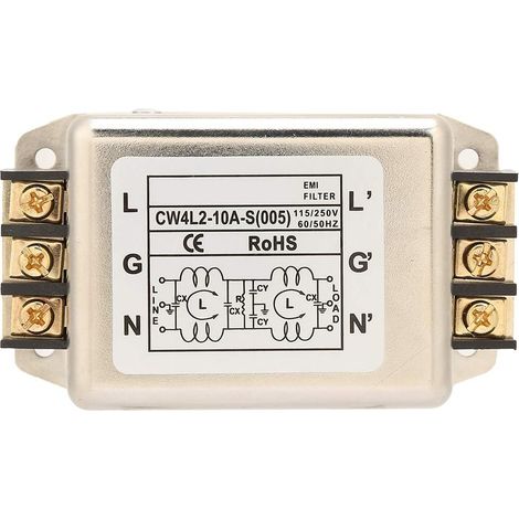 CW4L2-10A-T Black Single Phase Power Filter 115V/250V 150/60Hz for Mechanical Equipment, Treadmills and Medical Equipment (1/5)