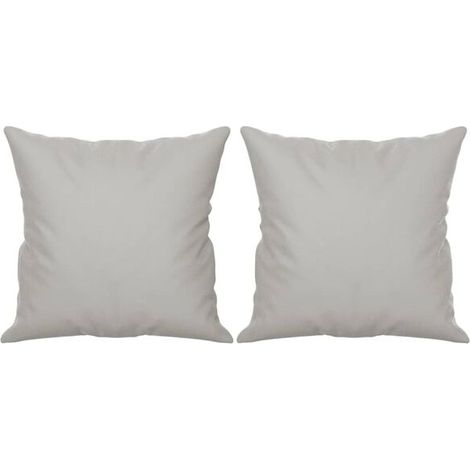 Coussins décoratifs, lot de deux, gris clair, tissu microfibre. (1/5)