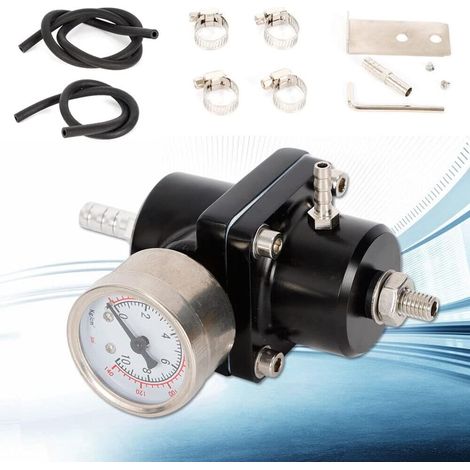 Régulateur de pression d'essence réglable 0-140PSI Régulateur de pression de carburant avec manomètre Set de régulateur de pression d'essence (1/5)