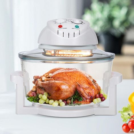 Fryer à Air en Verre 12L, 65 ℃ à 250 ℃ Température Réglable, Cuiseuse à Frire à 360 Degrés Visibles avec des Frites, du Steak, des Crevettes de Poisson, des Légumes (Plug UE 220V) (1/5)