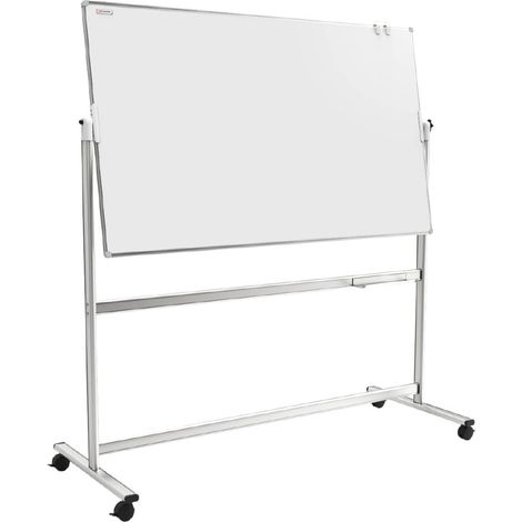 Allboards – Tableau blanc mobile double face magnétique 120x90cm – Cadre aluminium – Surface effaçable à sec – Roulettes verrouillables