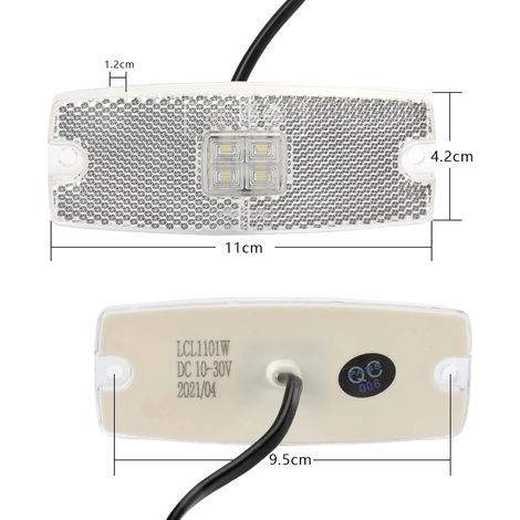 4-teiliges LED-Anhänger-Positionsleuchten-Set für 12V/24V-Lkw, Seitenmarkierungsleuchten mit Reflektoren, E-Prüfzeichen, wasserdicht, inklusive 8 Befestigungsschrauben und Schaumstoffpads – Weiß (1/4)