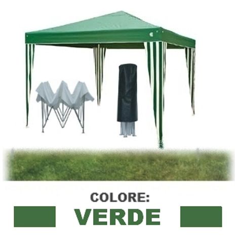 Gazebo pieghevole impermeabile in alluminio 3x3m Verde - Mod. Ignis