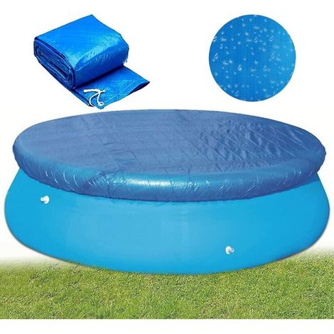 Couverture ronde pour piscine hors sol, couverture solaire, protection anti-poussière avec cordon de serrage pour piscines gonflables rondes, couverture anti-poussière pour spa (1,8 m) (1/5)