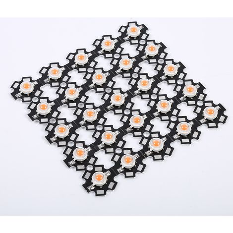 Lot de 25 puces LED culture plante plein spectre 3W longueur d'onde 380-840nm avec PCB aluminium 20mm