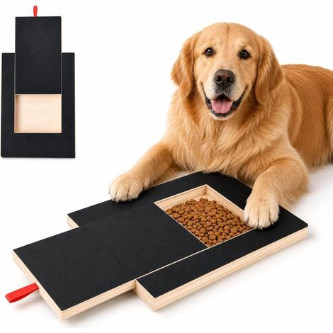 Griffoir pour Chien avec Boîte à Goûter Extractible, Lime à Griffes Naturelle en Bois pour Chien, Jouet d'Intelligence avec Lime Ongles, Accessoire pour Chiot et Chien Adulte (1/5)