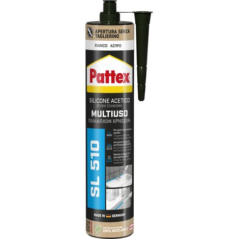 Sigillante Impermeabile Pattex Silicone Acetico Multiuso Bianco SL510 280ml – Per Bagno, Cucina, Sanitari e Piastrelle