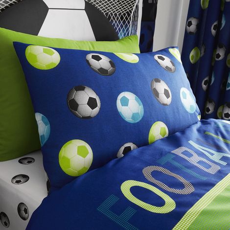 Football Blue Parure de lit avec Housse de Couette 160 x 220 + 50 x 110 cm + Drap-Housse Blanc 90 x 200 cm (1/5)