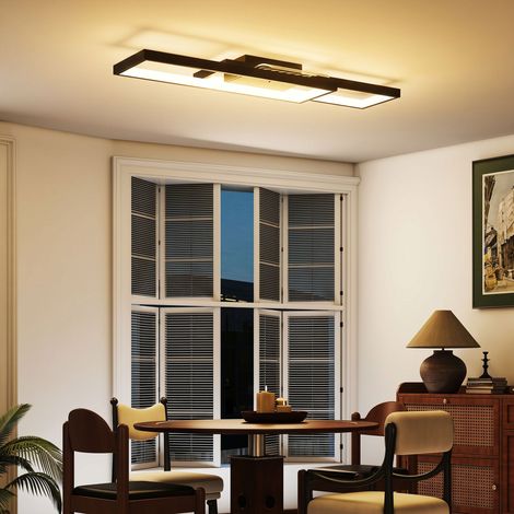 Plafonnier LED réglable 3000-6000K avec télécommande et interrupteur, 70x30 cm, noir, variateur d'intensité lumineuse (1/5)