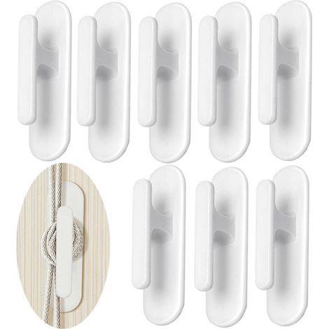 Set of 8 self-adhesive blind cord hooks, for wall-mounted Venetian blind cord brackets, self-adhesive hooks for door blinds, white adhesive blind cord hooks for (1/5)