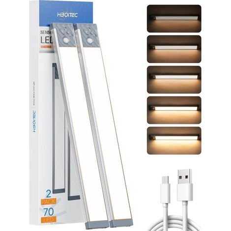 350 Lumens & Dimmable Closet Light, 2500mAh Indoor Motion Sensor Light, USB-C Under Cabinet Kitchen Light, Wireless Rechargeable for Wardrobes and Stairs, 33.5 cm, Warm Light (1/5)