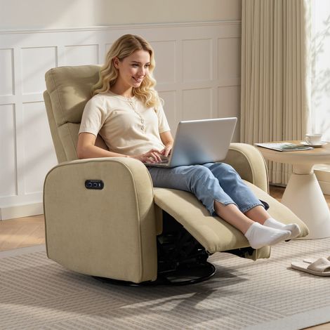 Sillón Relax Reclinable Eléctrico Giratorio y Balancín con Doble Motor Reposacabezas Ajustable Puertos USB Reposapiés (1/5)