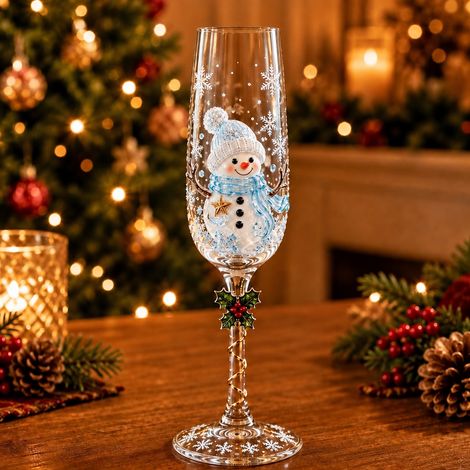 Verre à Vin Père Noël Modèle B en Verre Décor Festif Cartoon 3D Décoration de Table 200 g – Livraison gratuite