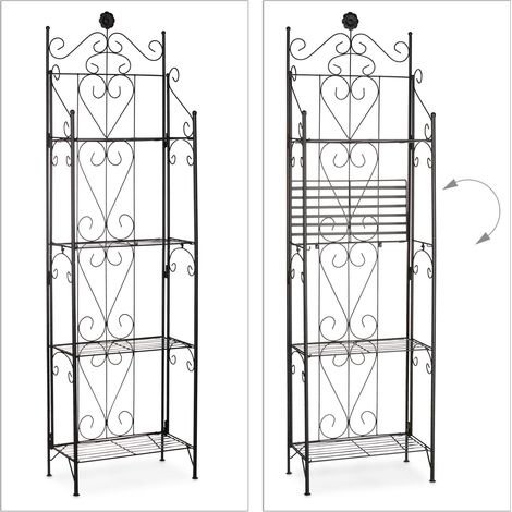 Etagère à fleurs en métal 4 niveaux pratique pour plantes et herbes décoratives style shabby chic 157 x 44 x 24 cm en métal blanc (1/4)