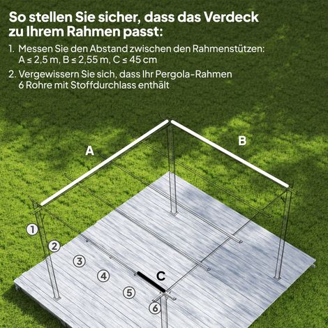 Toit de remplacement pour pergola 3x3 m, rétractable, trous d'évacuation d'eau, résistant aux intempéries, polyester, 250x255 cm, marron (1/5)