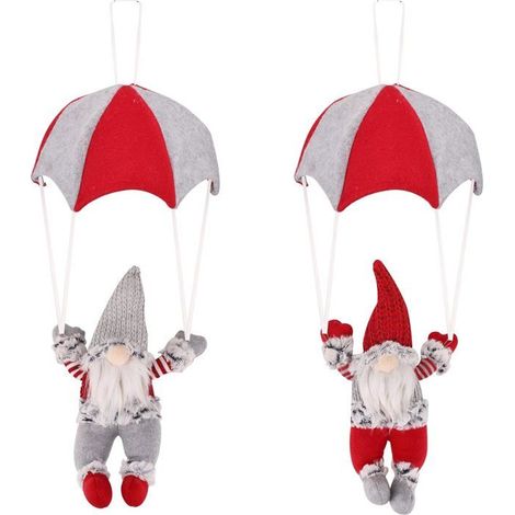 2 gnomes de Noël faits main, Père Noël suédois en peluche avec parachute décoratif (1/5)