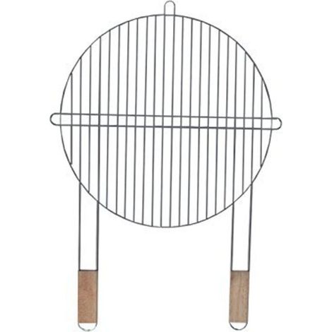 Grill Rond - 1 Pièce - Ø 51 Cm - Acier Chromé - Poignées En Bois - Pour Barbecue Standard