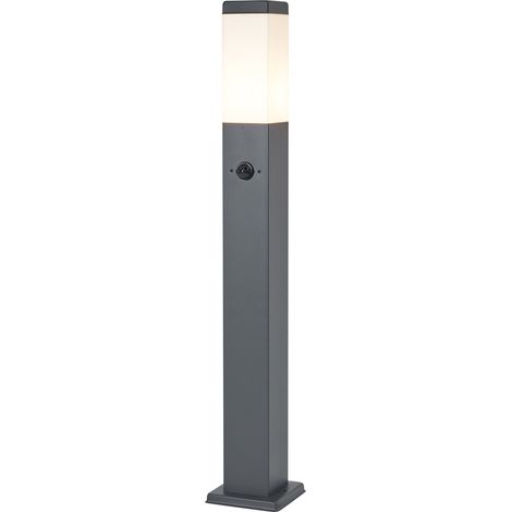QAZQA Moderno Lámpara de exterior gris oscuro con cristal opalino de 80 cm IP44 con enchufe y sensor de movimiento - Malios Acero inoxidable /Plástico Rectangular Adecuado para LED Max. 1 x 15 Watt