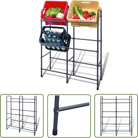 The Living Store Étagère pour 6 caisses en acier - Etagere Rangements - Etagere Caisses - Rangement Garage - Stockage Maison - Meuble Rangement (1/5)