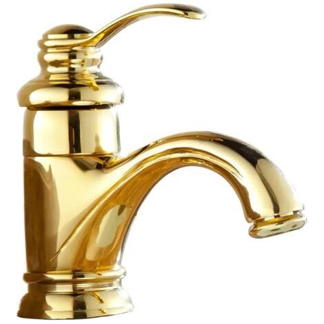 Grifo de latón macizo estilo antiguo, grifo para lavabo, baño, muebles de baño, plataforma cruzada, agua caliente y fría (1/5)