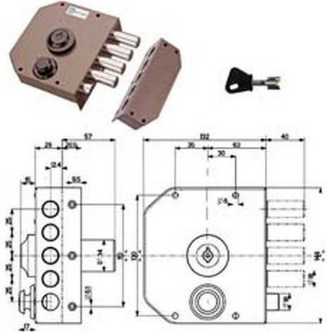1PZ SERRATURA LATERALE DA APPLICARE CON SCROCCO A POMPA 30610 - mm.60 DX cilindro mm.30 (30610VD60)