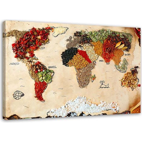 Tableau décoratif Carte du monde Épices 90x60 (1/5)