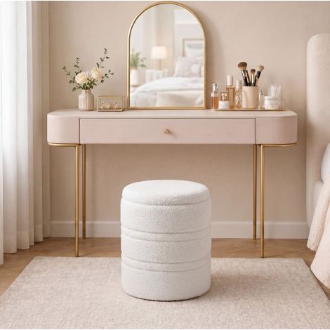 Pouf contenitore rotondo Sherpa, 36,5 x 46,5 cm, bianco HAVRYA (1/5)