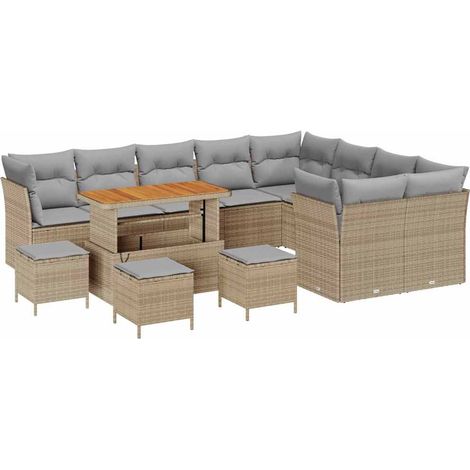 Maison Exclusive - Conjunto de sofás de jardín 13 pcs Beige ratán (1/5)