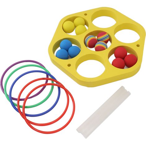Jeu de lancer d'anneaux flottants en EVA avec balles pour enfants et adultes, sports nautiques, fête extérieure, cercle hexagonal. (1/5)