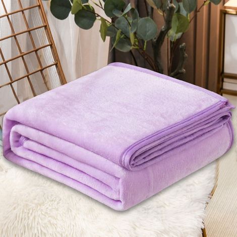 Couverture Polaire - Flanelle Douce 70 x 100 cm - Pour Lit Canapé ou Voyage - Couverture Légère Hiver Été - Coloris Lilas (1/3)