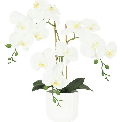 Orchidée artificielle toucher naturel blanc 52cm (1/4)