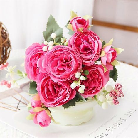 Pivoine artificielle, décoration d'intérieur, fleur artificielle Shujiaer Yang, pivoine pour décoration de mariage, fleur artificielle faite mainrouge (1/5)