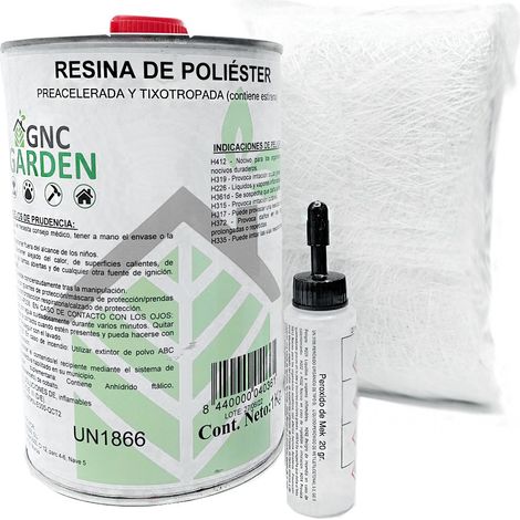 Kit de réparation résine polyester 1 kg – Résine orthophtalique thixotrope – Catalyseur au peroxyde 25g – Pour réparations nautiques et automobiles – Global Network