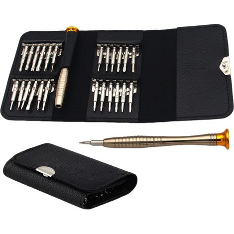 Jeu de tournevis 25 en 1, étui en cuir, Pentalobe 0,8 T6, multi-usages, téléphone portable, montre, lunettes, alliage d'aluminium (1/5)