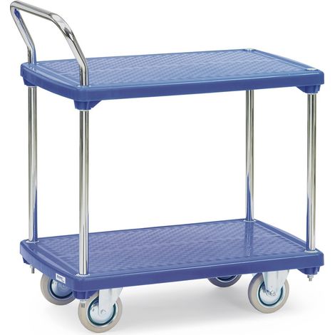 fetra Kunststoffplattenwagen, Ladefläche 810 x 500 mm, mit 2 Etagen (1/3)