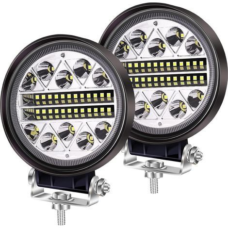 102W LED Lampe de Travail Offroad Conduite Antibrouillards, 2PCS Tubes LED Ronds Spot Flood Combo Lumières 12V 24V Lampe Auxiliaire pour Camion Tracteur Voiture 4x4  UTV SUV Bateau (1/5)