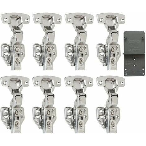 110 Degré Clip Rentrant 35mm Soft Close Charnieres avec Amortisseur Hydraulique Fermeture Automatique Charnière à Amorti pour Armoires de Porte Cuisine Lot de 8 (1/4)