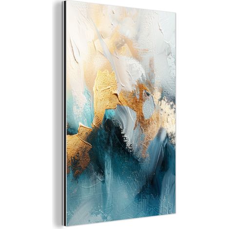 CUADRO DE METAL Abstracto - Arte - Oro - Azul Decoracion Pared Salon 40x60 (1/5)