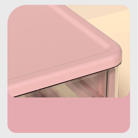 Boîte de Rangement Bureau 3 Niveaux Rose avec Poignée Lapin, Organisateur Transparent pour Fournitures de Bureau, Stylos, Livres (13.4x17x16cm) (1/2)