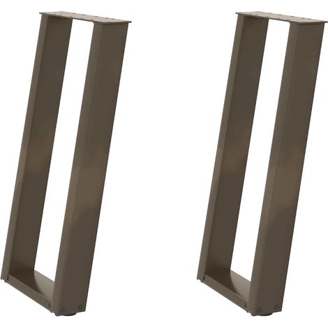 Pieds de table console en U, 2 pièces, acier naturel, 38 x (72-73) cm (1/5)