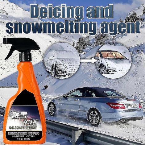 Spray dégivrant pour pare-brise de voiture hivernal 500 ml, agent de dégivrage et de fonte de neige pour vitres de voiture, rétroviseurs et portières. (1/5)
