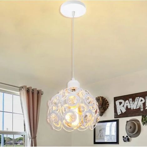 U-Do Ajustable Suspension Luminaire Vintage Lustre en Métal Cristal Blanc Lampe Intérieur Industriel pour Salon Bureau (1/4)