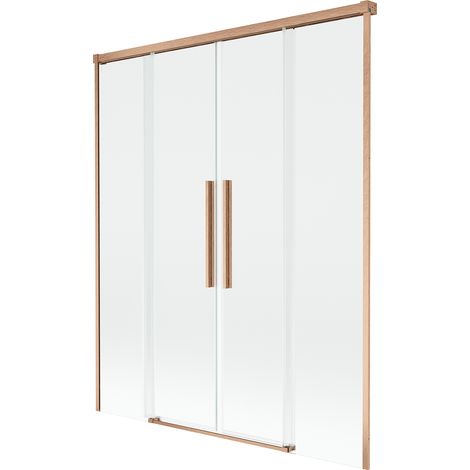 Mexen Rox paravento per vasca 2 ante scorrevoli 140 x 150 cm, trasparente, rame spazzolato - 8C9-140-002-65-00