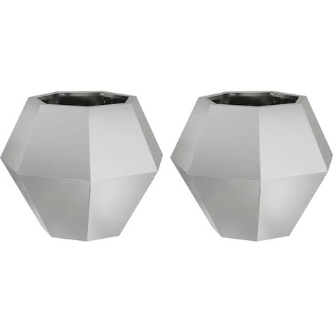 Juego de 2 macetas rectangulares para exteriores 50 x 50 x 40 cm acero galvanizado plateado 020053129 (1/5)