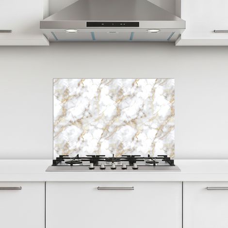 CRÉDENCE CUISINE Veines d'or - Marbre - Blanc 60x40 cm (1/5)