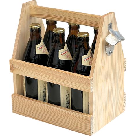 DanDiBo Flaschenträger 6 Flaschen Holz Bierträger mit Flaschenöffner 93945 Männerhandtasche (1/5)